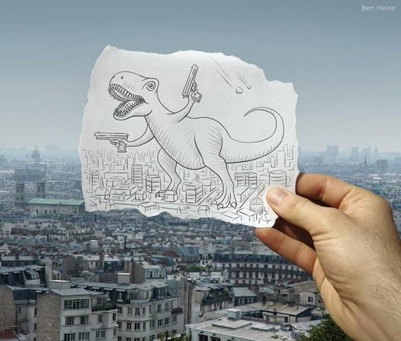 amazingly creative drawing and photography 07 in Top 30 Enhanced Reality Drawings