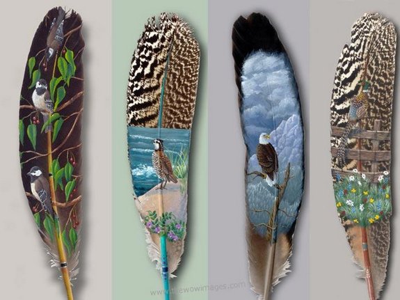 drawings on feather 12 in Drawings on feather? Creative Art Medium