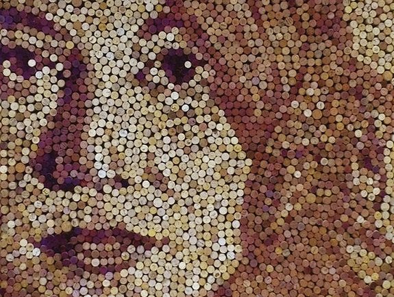 giant portraits 07 in Giant Portraits Made From Thousands of Repurposed Wine Corks