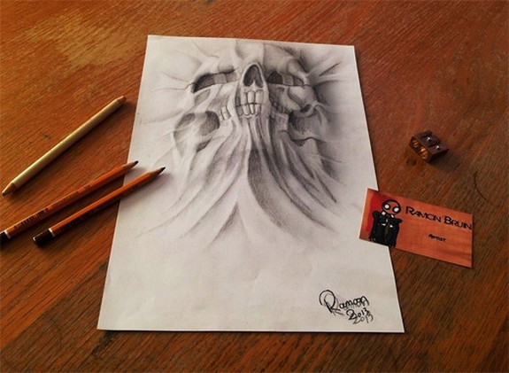 amazing 3d sketches that look as if objects are flying 01 in Amazing 3D Sketches That Look As if Objects Are Flying
